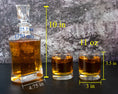 Load image into Gallery viewer, Decanter and Glasses with capacity and measurements
