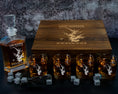 Load image into Gallery viewer, Engraved Whiskey Decanter with 4 glasses and whiskey stones in a beautiful engraved wooden box
