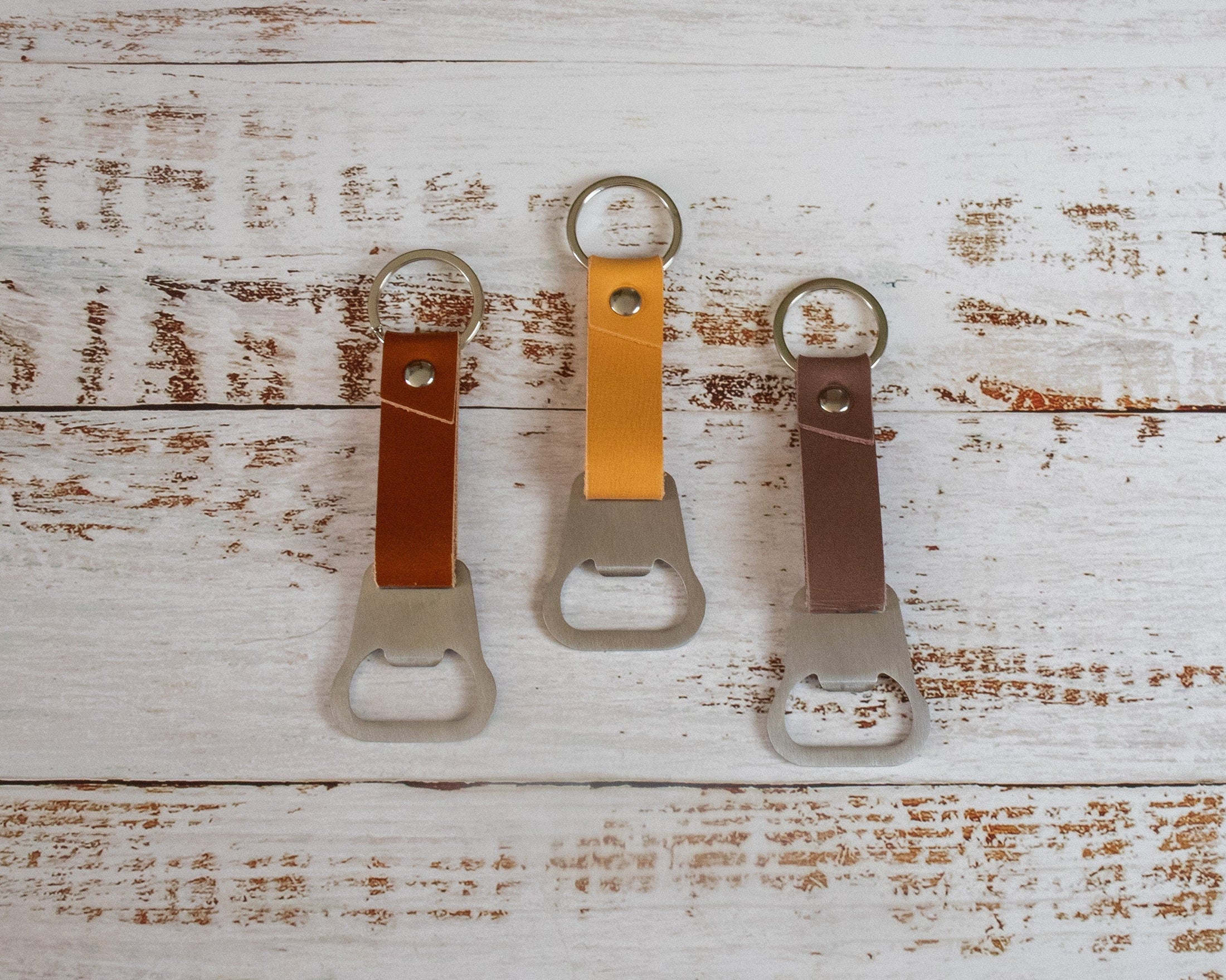 Personalized Leather Keychain Beer Bottle Opener Gifts for Him 