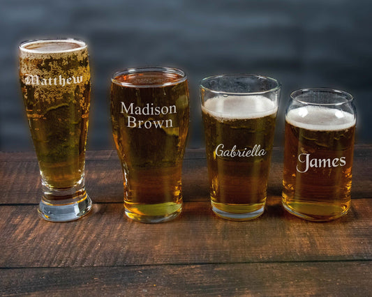 Personalized with Your Name - Choose from 4 Styles of Beer Glasses Gifts for Him Pilsner 