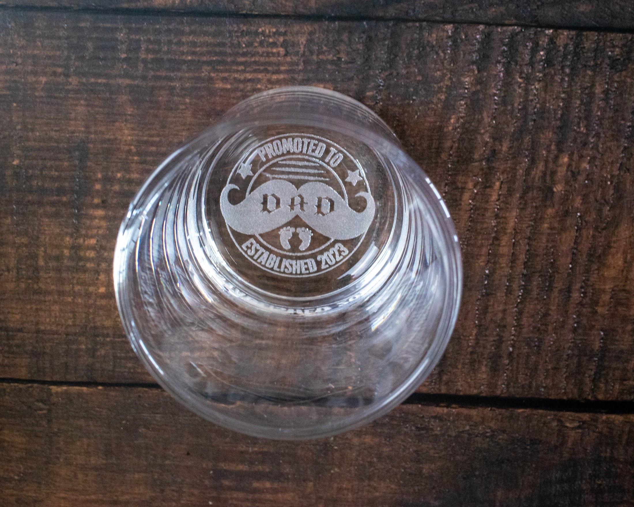 Promoted to DAD with Established Date - Engraved Whiskey Glass