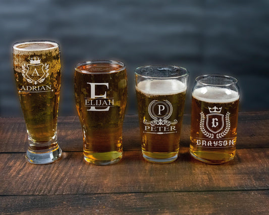 Personalized Beer Glasses - Choose from 4 Styles