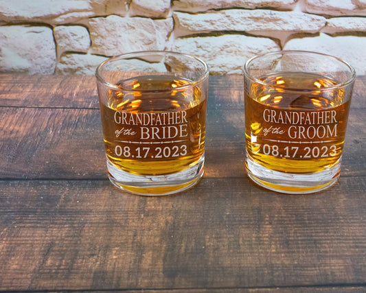 Personalized Grandfather of the Bride or Grandfather of the Groom Whiskey Glass