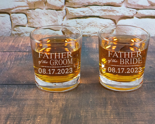 Personalized Father of the Bride or Father of the Groom Whiskey Glass