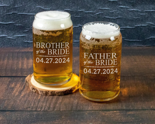 Personalized Beer Can Glass for Brother of the Bride or Brother of the Groom