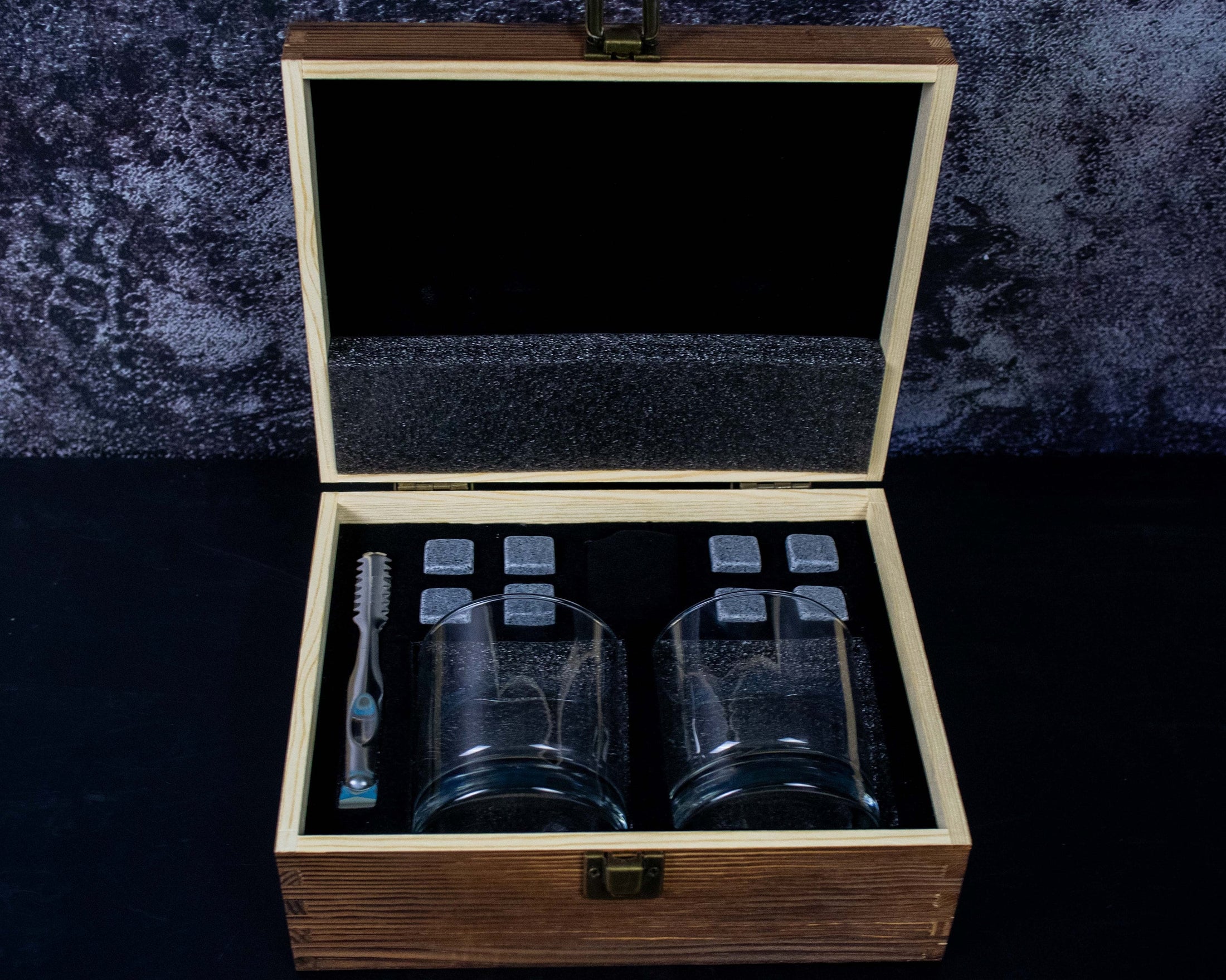 Groomsman Proposal Box Including 2 Whiskey Glasses and Whiskey Stones