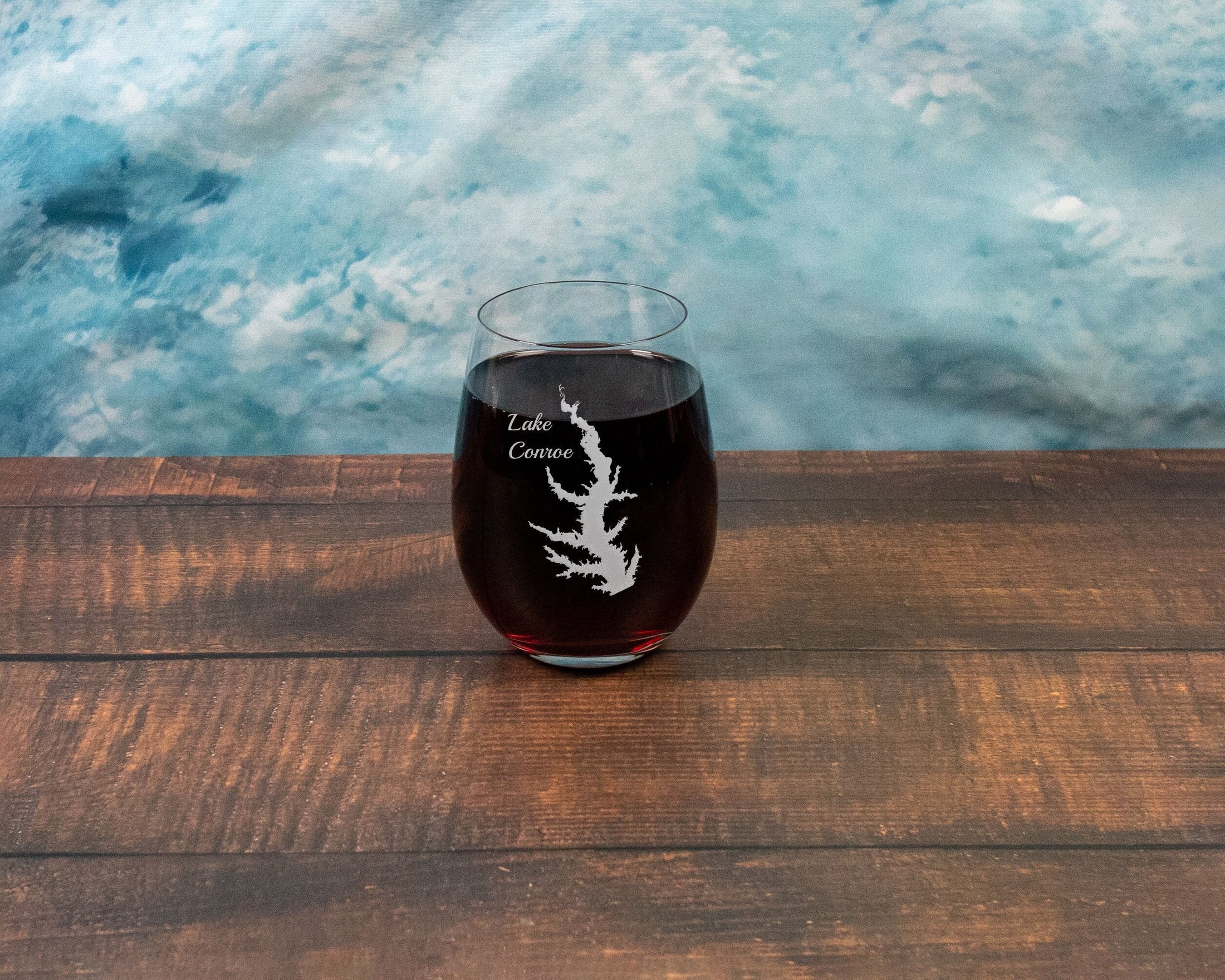 Any lake Engraved on a 19 oz Stemless Wine Glass