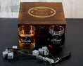 Load image into Gallery viewer, Aunt and Uncle Pregnancy Announcement -  Wine and Whiskey Glass  in a Wood Gift Box
