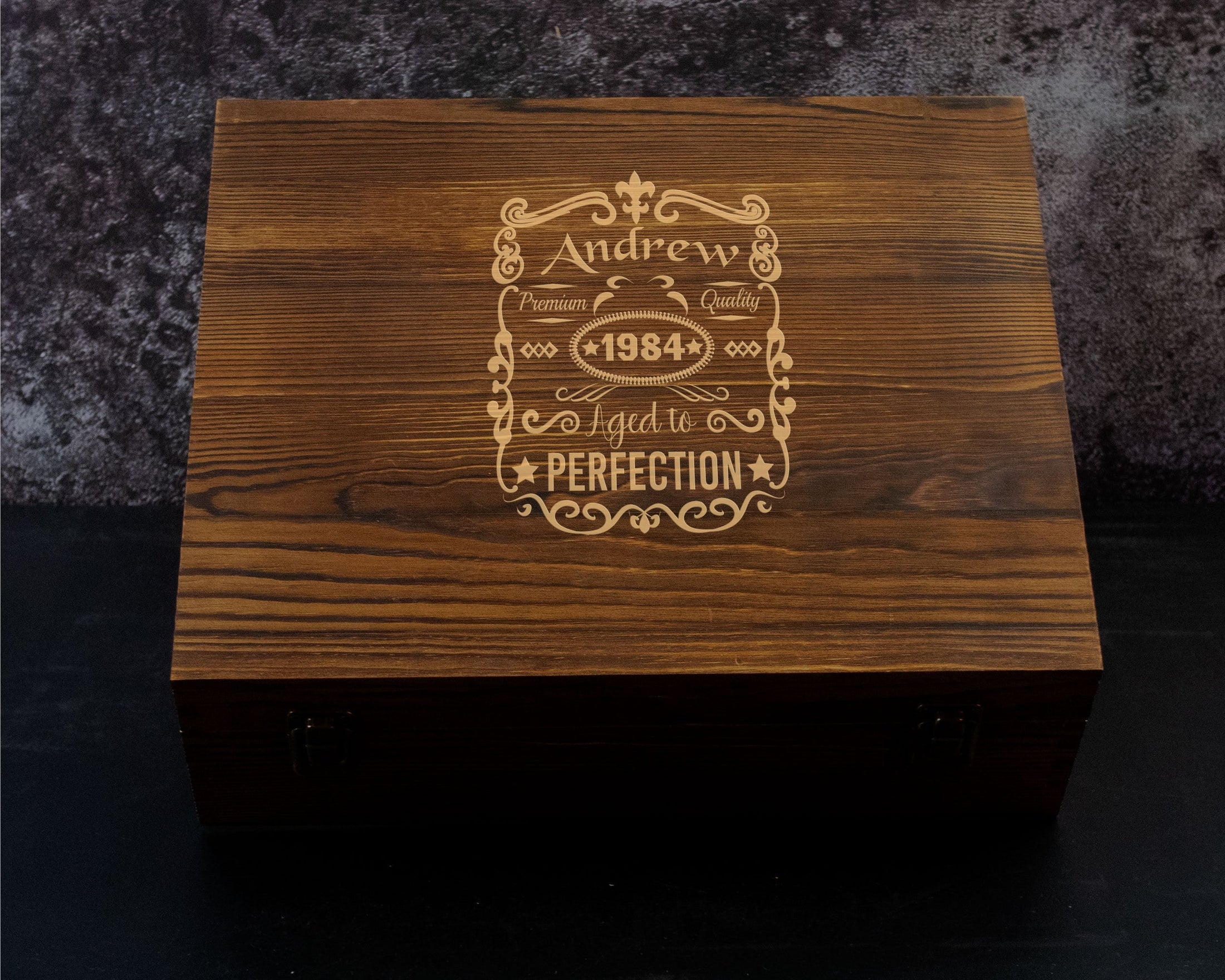 Birthday Gift - Personalized Whiskey Decanter Gift Set in a Wood Box