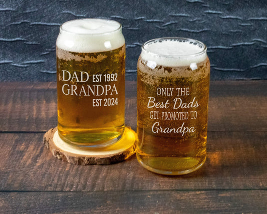 Grandpa Pregnancy Announcement - Beer Can Glass