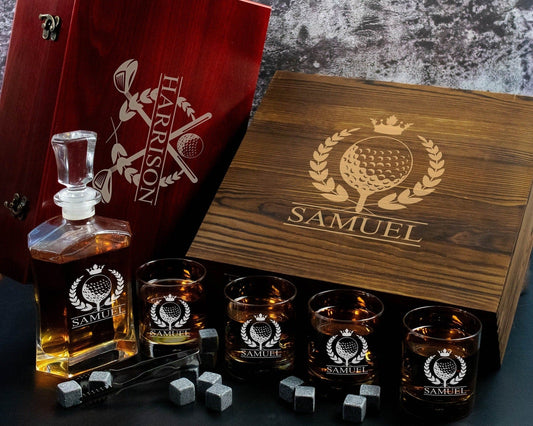 Personalized Gift for Golfer - Whiskey Decanter Gift Box