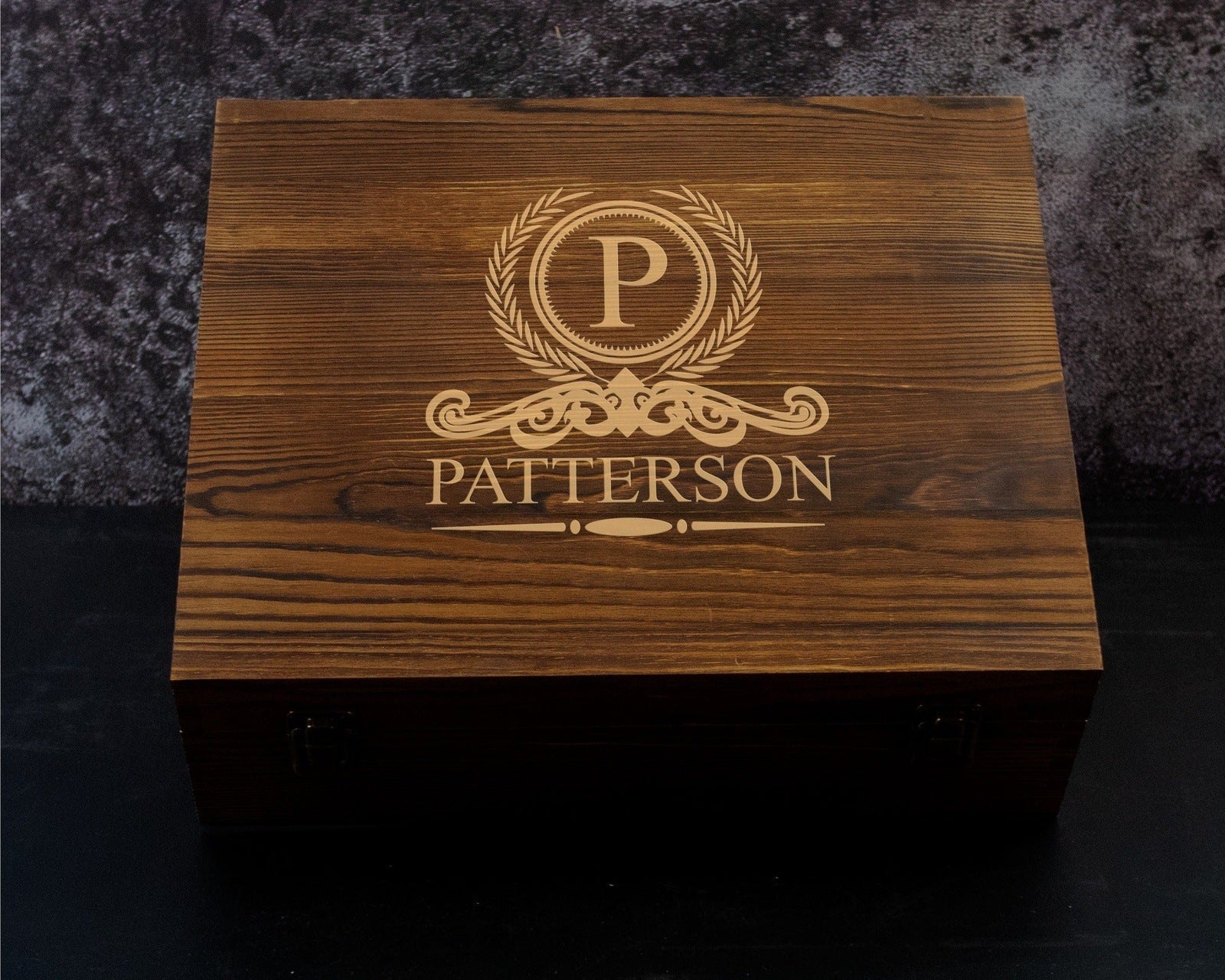 Housewarming Gift - Whiskey  Decanter, 4 Glasses, and Whiskey Stones in Wood Gift Box