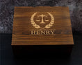 Load image into Gallery viewer, Lawyer Gift - Personalized Whiskey Decanter Gift Set in a Wood Box
